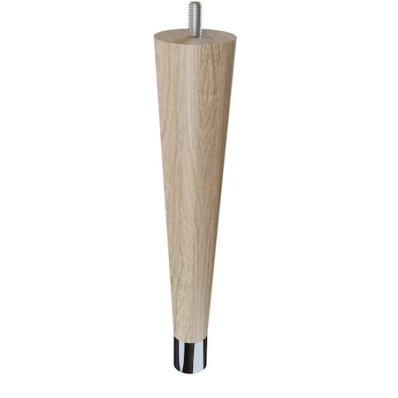 9 Round Tapered Leg With Bolt And 1 Chrome Ferrule - White Oak
